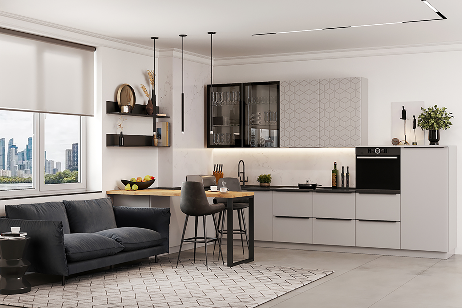 Кухни - изображение №2 "Кухня c барной стойкой Фристайл"  на www.Angstrem-mebel.ru