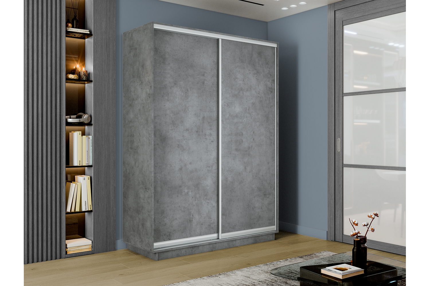 Шкафы-купе - изображение №2 "Шкаф-купе Премиум 2х дв 120х220х60 Бетон"  на www.Angstrem-mebel.ru