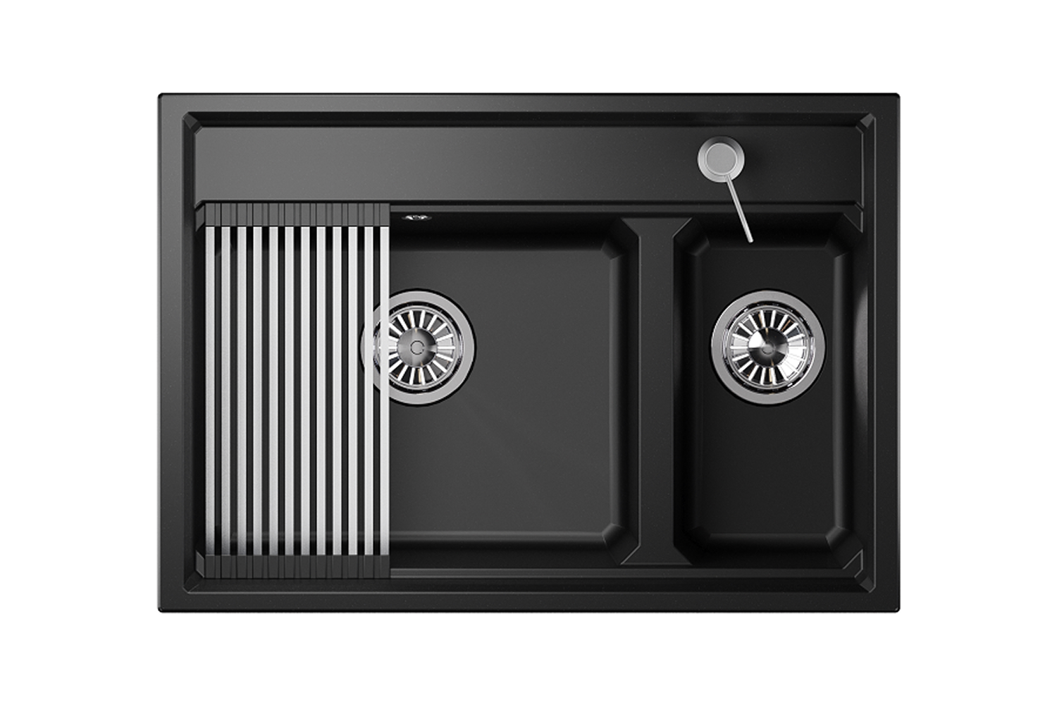 Распродажа - изображение №2 "Кварцевая кухонная мойка Granula Kitchen Space KS-7302, шварц"  на www.Angstrem-mebel.ru