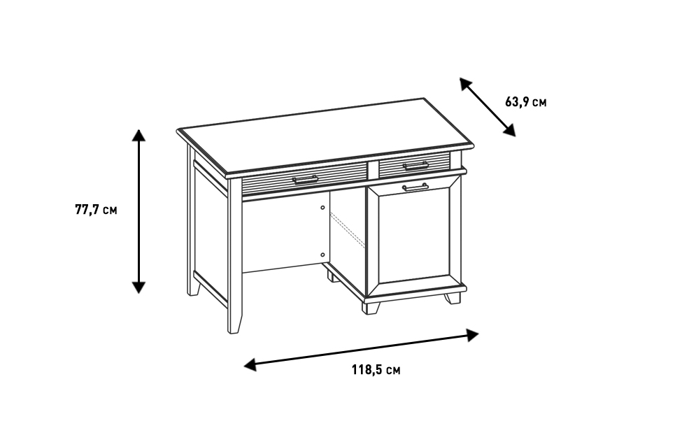 Письменные столы - изображение №6 "Письменный стол Кантри с выдвижными ящиками"  на www.Angstrem-mebel.ru
