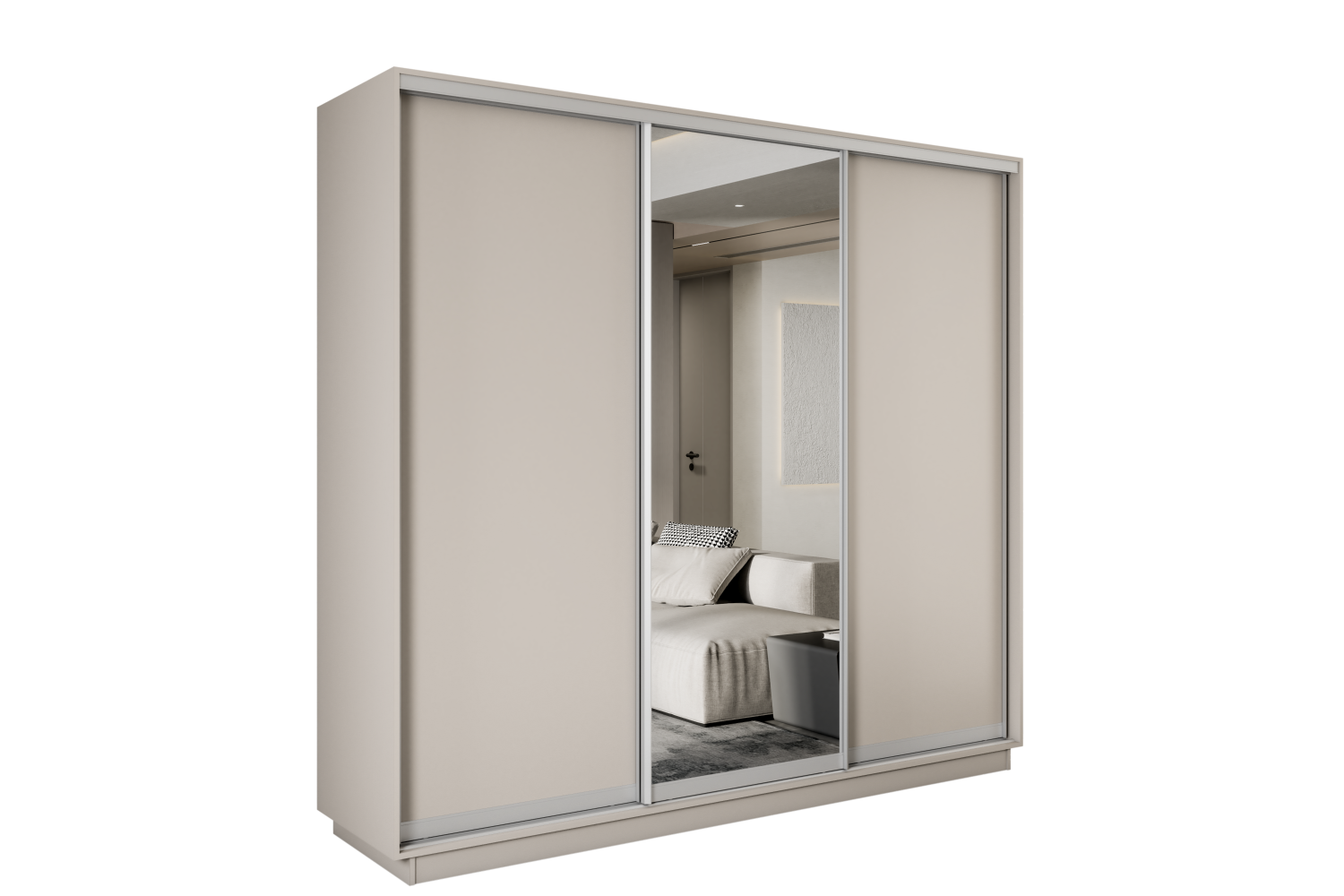 Шкафы-купе - изображение №2 "Шкаф-купе Премиум 3-х-дв, Кашемир ДСП/Зеркало/ДСП;1"  на www.Angstrem-mebel.ru