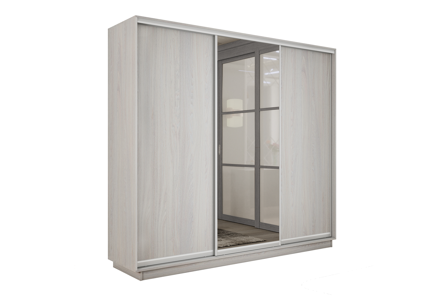 Шкафы-купе - изображение №4 "Шкаф-купе Премиум 3х дв 210х240х60 Ясень Анкор светлый ДСП/Зеркало/ДСП"  на www.Angstrem-mebel.ru