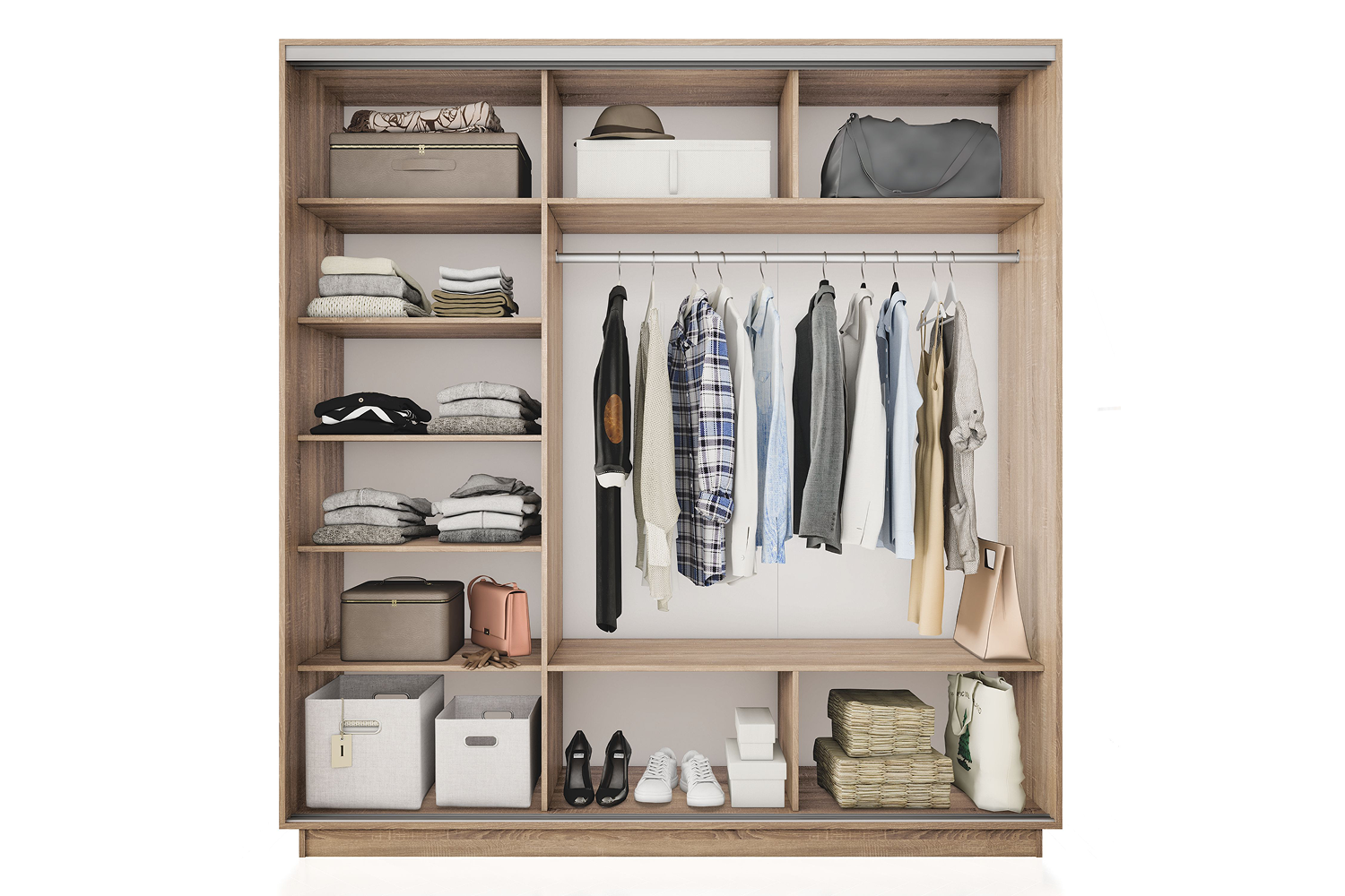 Шкафы-купе - изображение №3 "Шкаф-купе Премиум 3х дв 210х240х60 Сонома ДСП/Зеркало/ДСП"  на www.Angstrem-mebel.ru