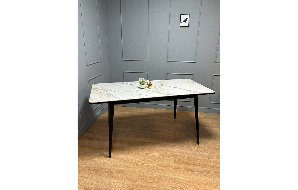 Обеденные столы - изображение №7 "Стол обеденный Стил раздвижной KS1200 черный/керамика мрамор золотой"  на www.Angstrem-mebel.ru
