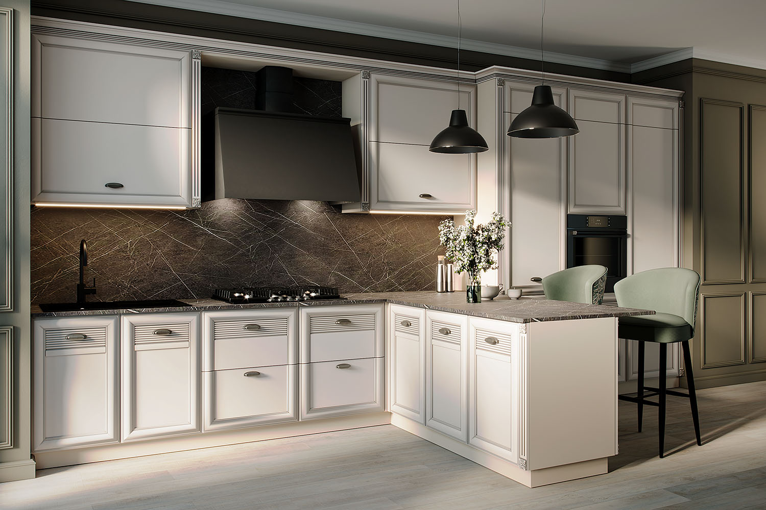 Кухни - изображение №2 "Кухня с барной стойкой Изотта"  на www.Angstrem-mebel.ru