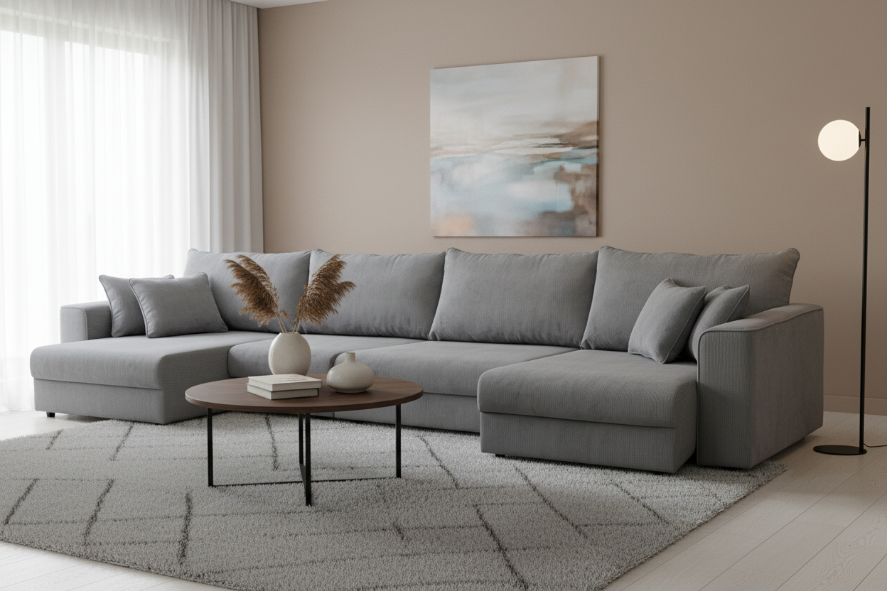 Угловые диваны - изображение №2 "Диван ШЕРИ (П-обр. макс / еврокнижка)"  на www.Angstrem-mebel.ru