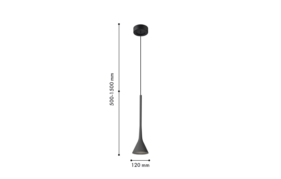 Подвесы - изображение №3 "Подвес Klokken (чёрный) D120*H500/1500 LED*6W"  на www.Angstrem-mebel.ru