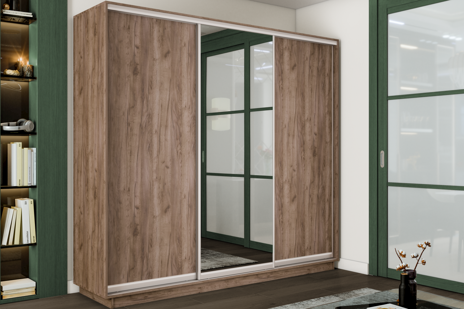 Шкафы-купе - изображение №2 "Шкаф-купе Премиум 3х дверный 2100х2400х450 Крафт табачный"  на www.Angstrem-mebel.ru