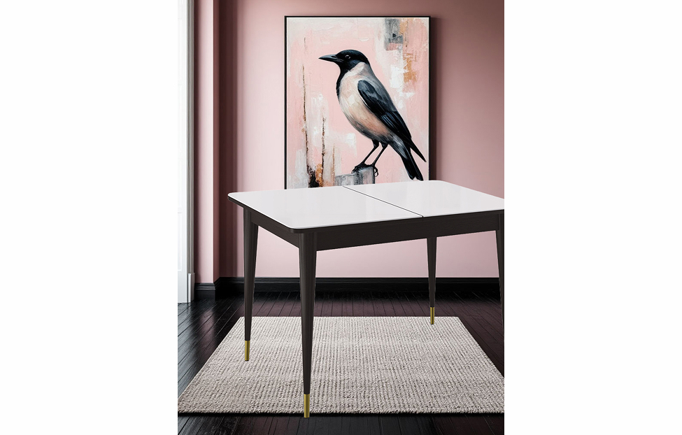 Обеденные столы - изображение №3 "Стол обеденный Мане прямоугольный венге(зол) / столешница белый сатин"  на www.Angstrem-mebel.ru